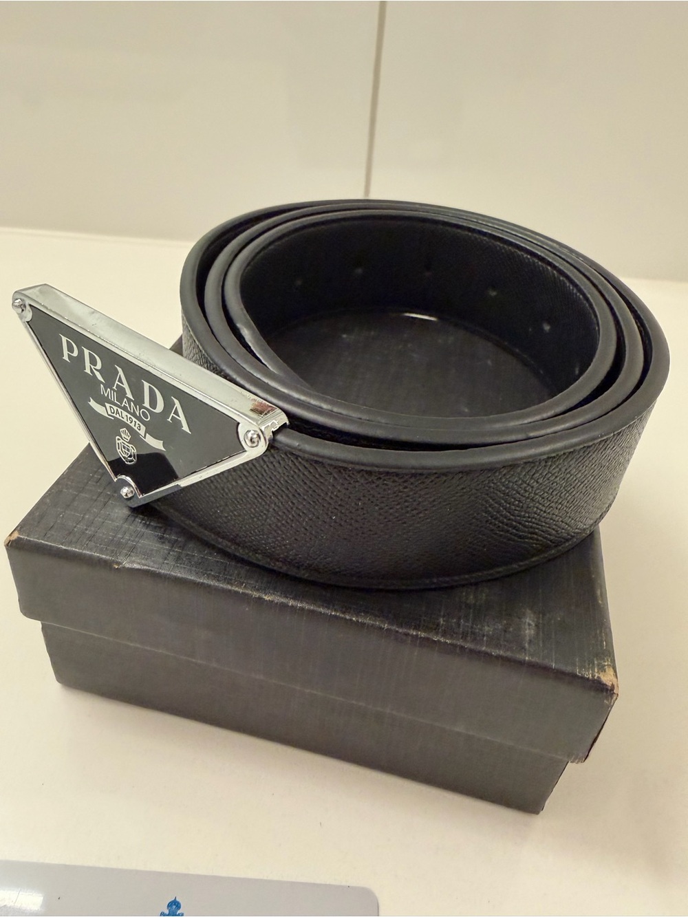 Prada Milano black Saffiano leather belt size 38 - Picture 2 of 10